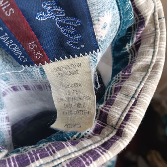 Vintage Wrangler Mens Button-Down Brushpopper Western Shirt X-Long Tails 15-33 - Picture 7 of 7